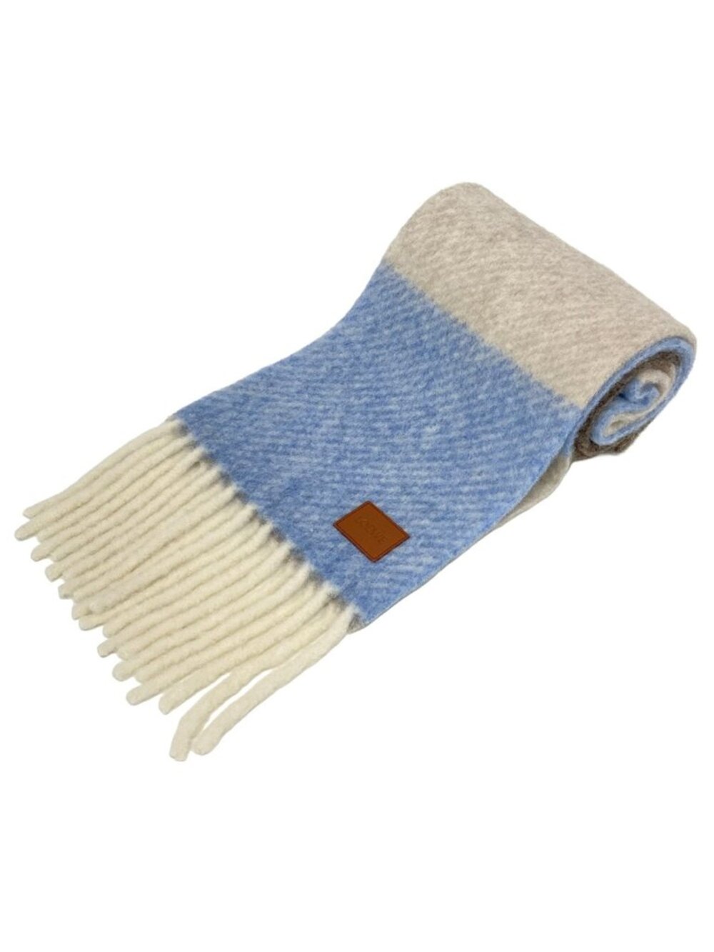 Loewe Scarf Light Blue Dark Brown Multi Wool Alpaca